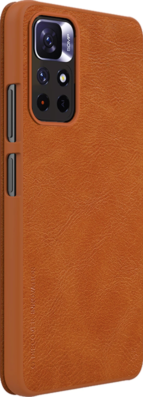Ovitek za telefon Nillkin Qin Case za Xiaomi Redmi Note 11T 5G / Note 11S 5G / Note 11 5G (China) / Poco M4 Pro 5G, rjav