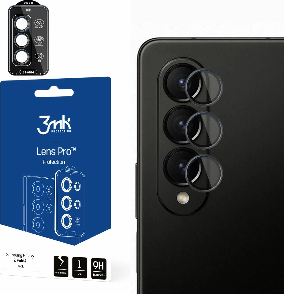 Stekleni zaščitnik kamere 3mk Lens Protection Pro, Samsung Galaxy Z Fold 4, črn