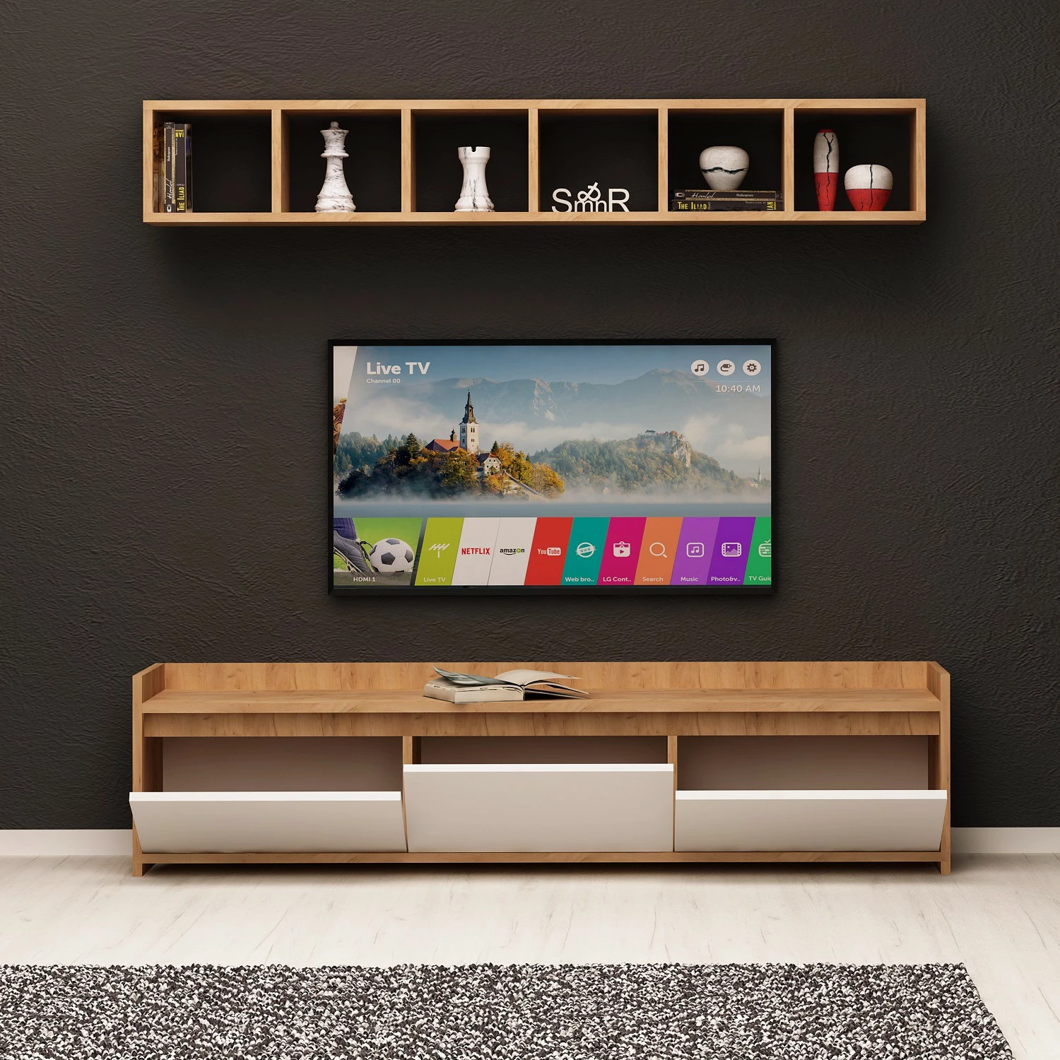 Komoda za TV v lič barvi in bela Hanah Home