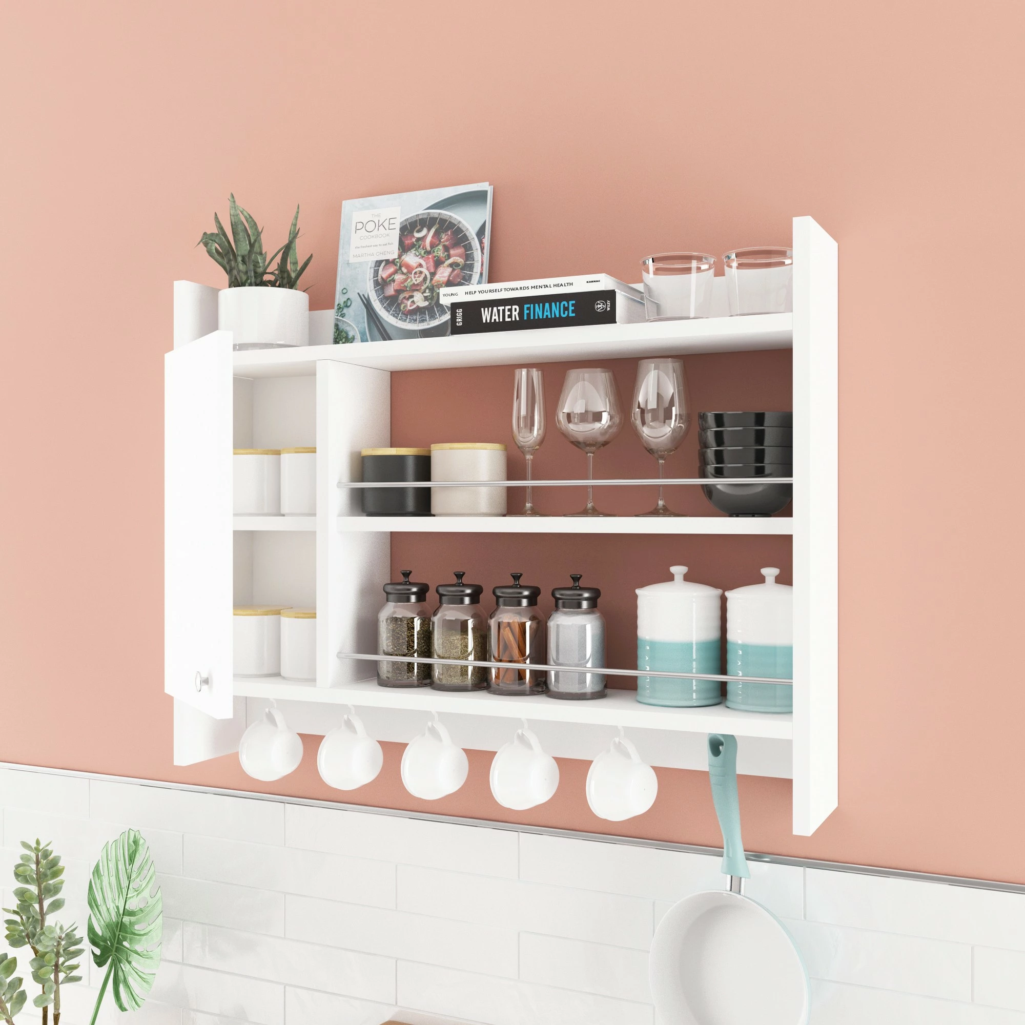 Raft za kuhinjo bel, Skye Decor Knerr