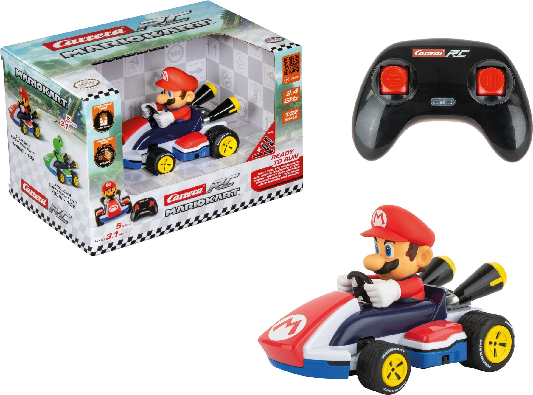 Daljinsko vodljiv gokart z motivom Mario Kart 1:32, Carrera RC, večbarven