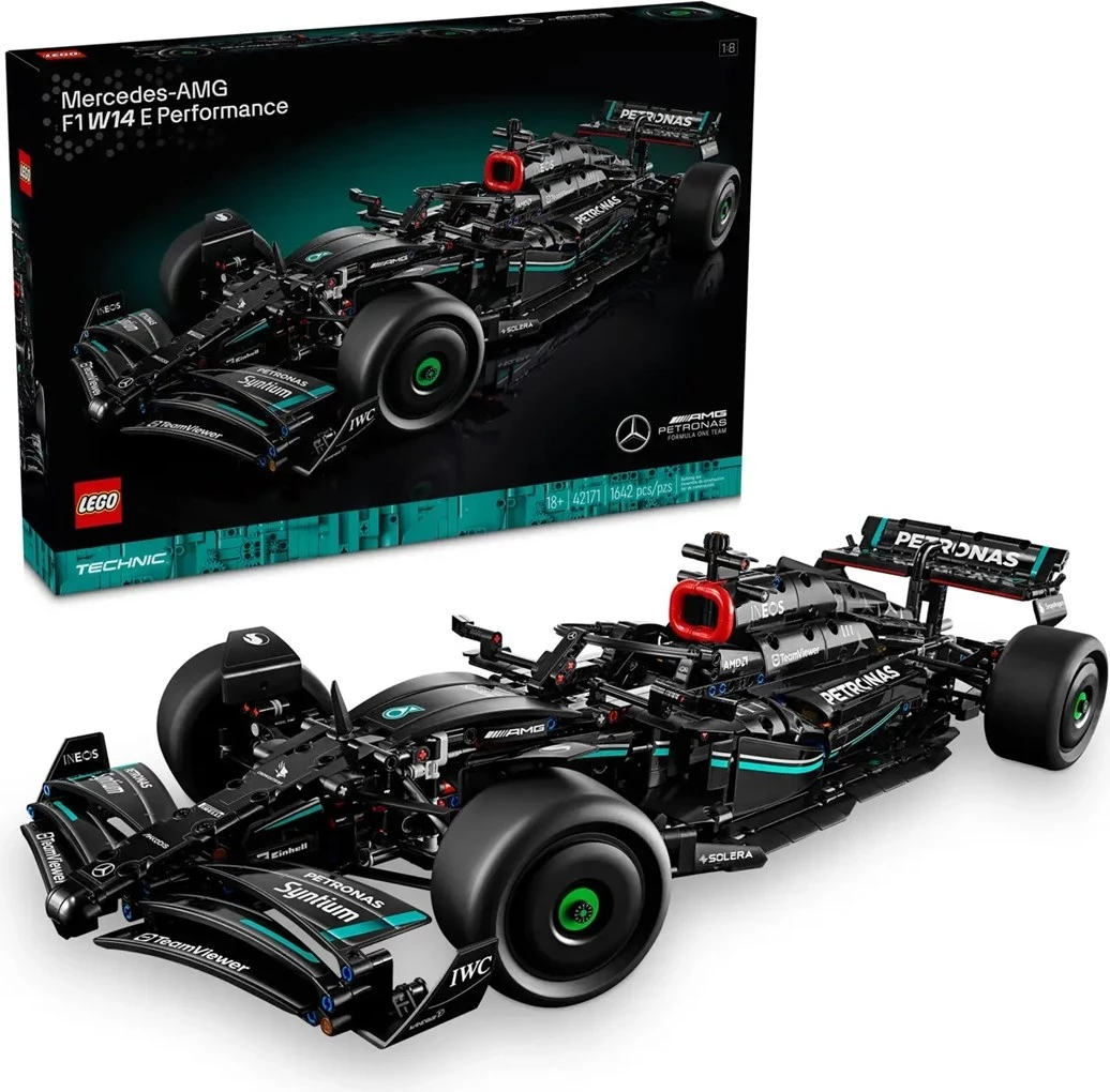 Model z visokimi podrobnostmi Mercedes-AMG F1 W14 E Performance, LEGO TECHNIC