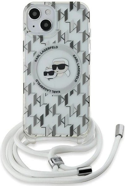 Prozoren ovoj z monogramom Karl & Choupette MagSafe za iPhone 15/14/13, Karl Lagerfeld IML Crossbody