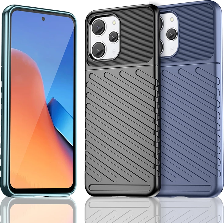 Ovitek za telefon Thunder Case Hurtel za Xiaomi Redmi 12, TPU, črn