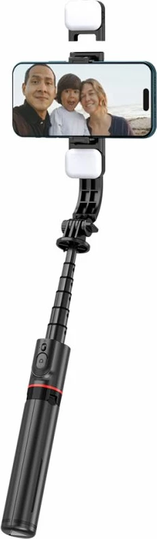 Selfie palica s trinožcem in LED lučjo Tech-Protect L05S, Bluetooth, črna