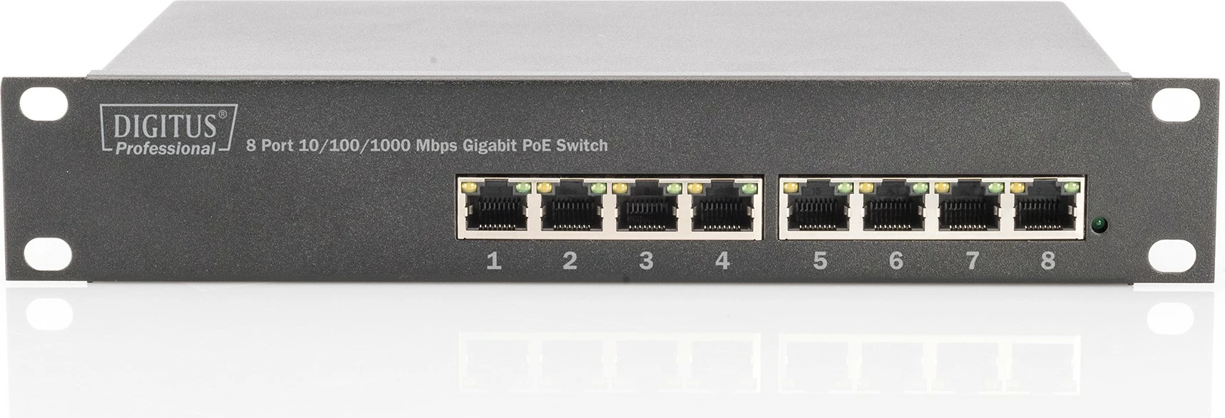 8-portni gigabitni PoE switch Digitus, unmanaged, siv