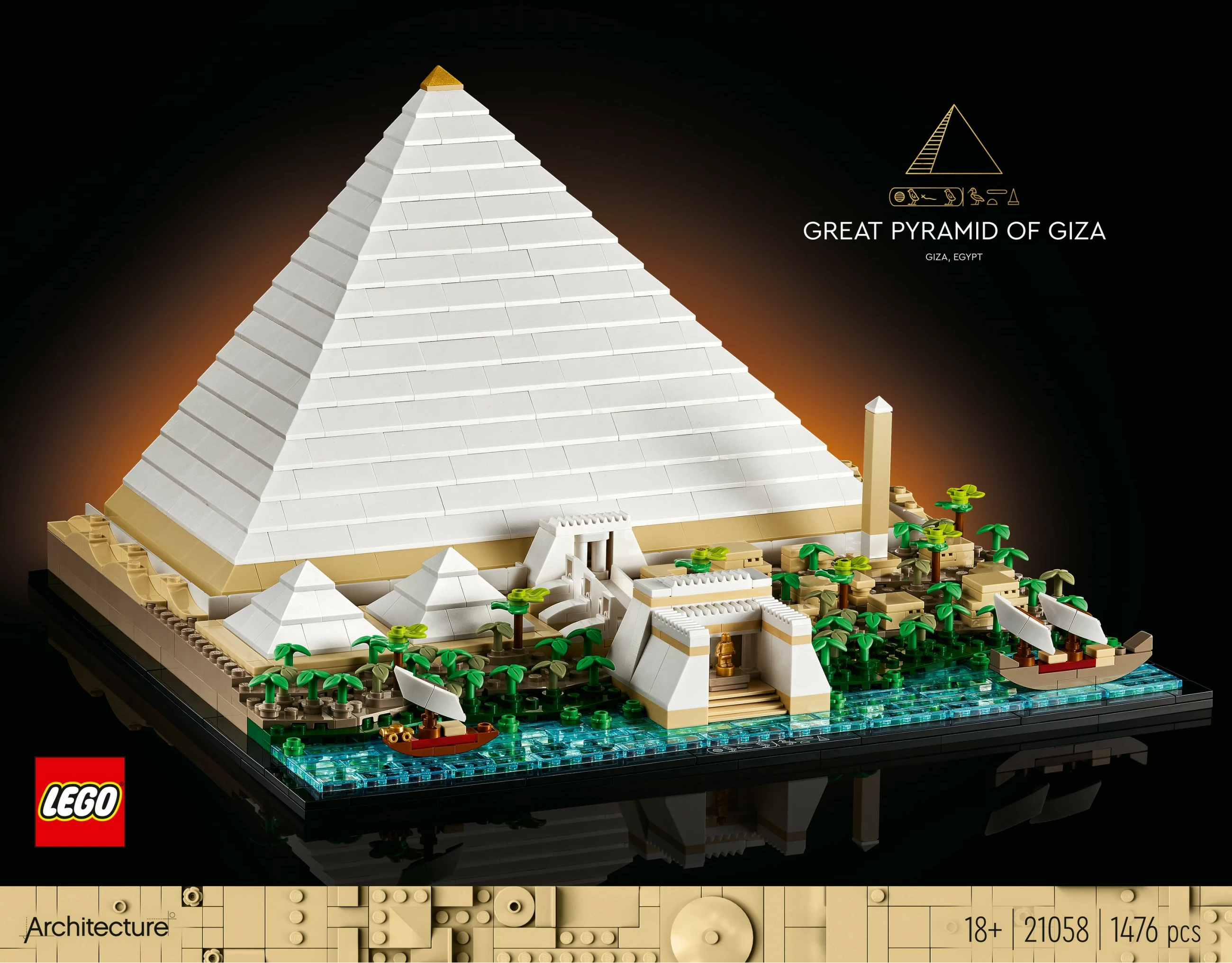 Model Piramide v Gizi, LEGO Architecture Great Pyramid of Giza, 1.476 kosov, večbarven