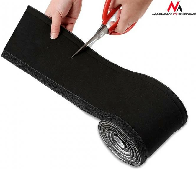 Organizator kablov Maclean MCTV-672, neopren, 110 mm x 2 m, črno/bel