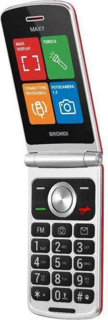 Preprost zložljiv mobilni telefon Brondi Maxy Red DS, rdeč
