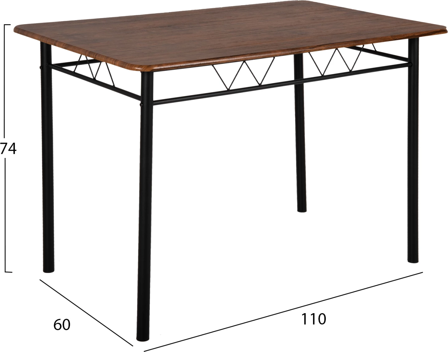 Jedilni set 5 kosov PEARY FH9416.11 črna kovina-MDF v barvi oreha 110x60x74Hcm