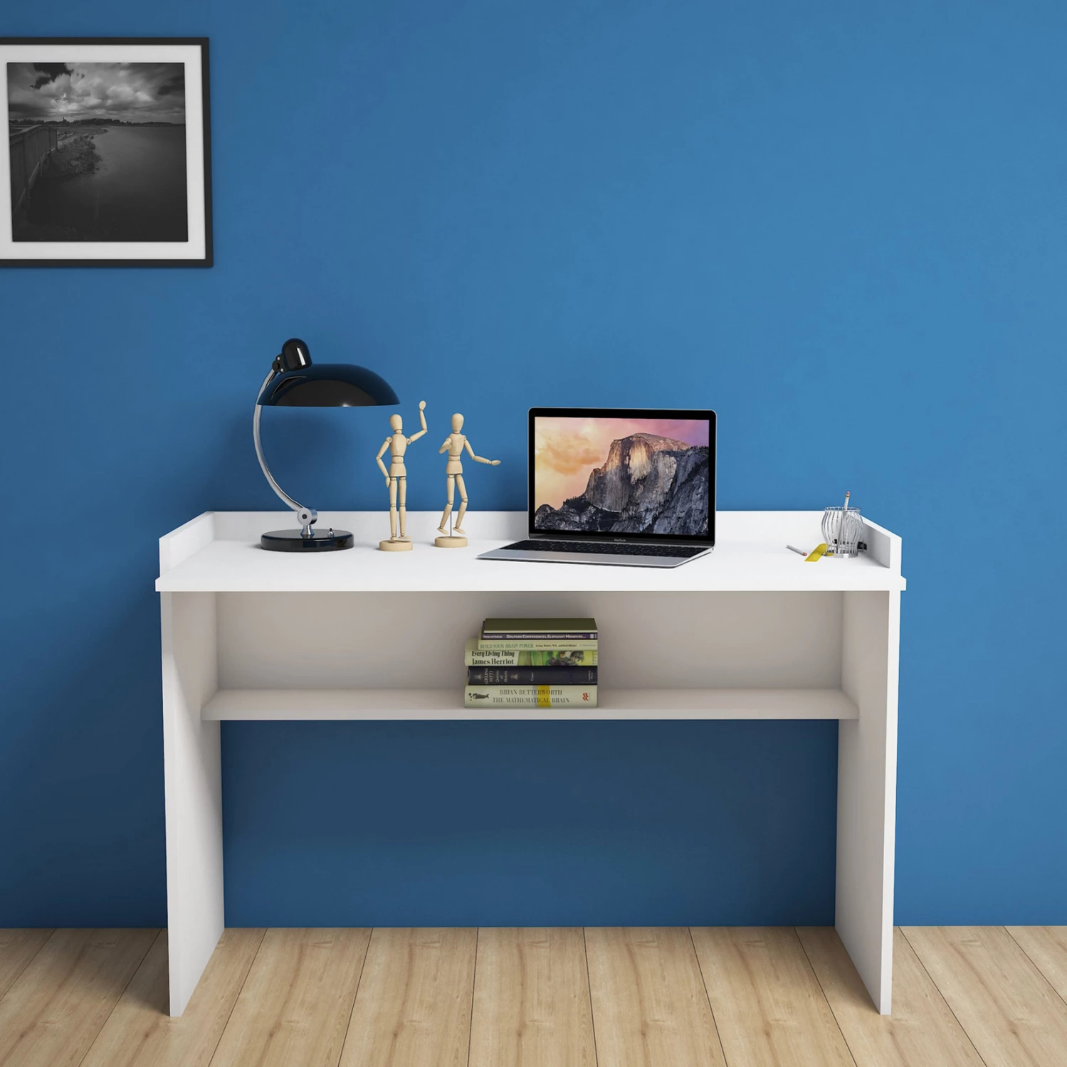 Pisarna miza iz melamina bele barve 118x58x80H cm FH9227.11