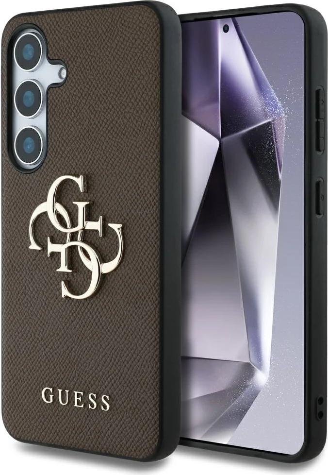 Zaščitni ovitek Guess Grained Big 4G Small Classic Logo za Samsung Galaxy S25 Plus, rjav