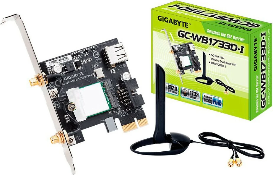 Brezžična PCI Express kartica Gigabyte GC-WB1733D-I, Wi‑Fi 5 (802.11ac), 1733 Mbit/s