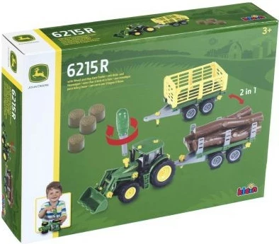 Igrača traktor z 2 prikolicama, John Deere Klein 3906, plastika, večbarvno, set
