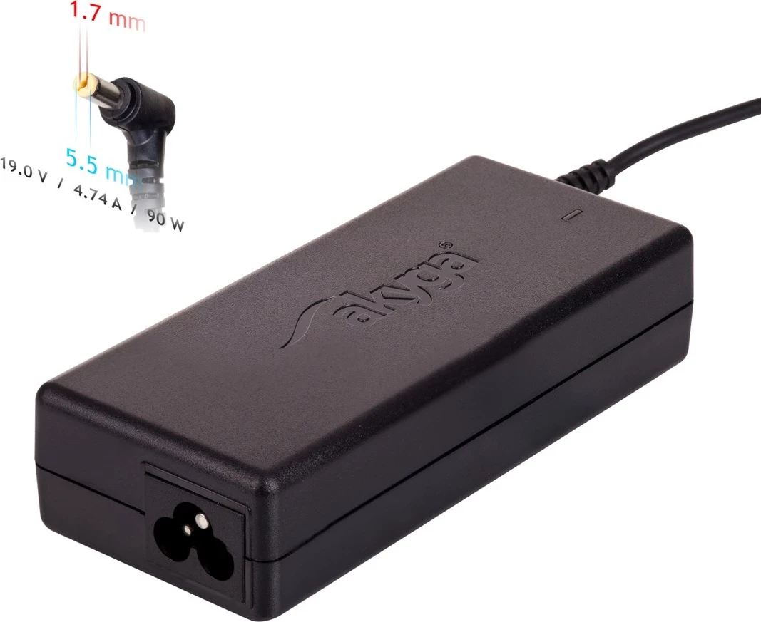 Polnilec za prenosnik Akyga AK-ND-12, 90 W, črn
