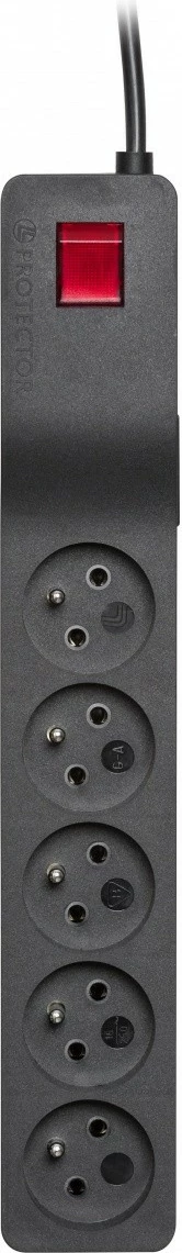 Priključna vtičnica z zaščito pred preobremenitvijo Lestar ZX 510, 5 izhodov, 1,0 m, črna