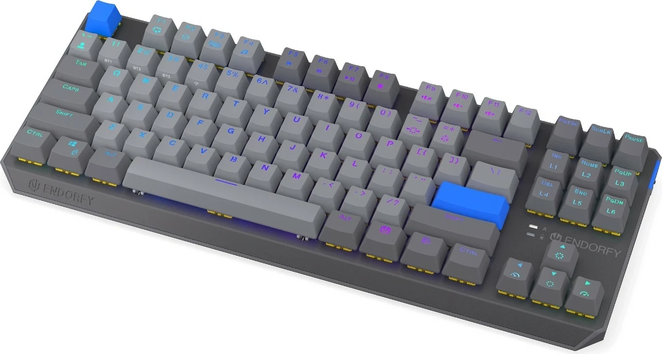 Mehanska brezžična tipkovnica Endorfy Thock V2 TKL, RGB, 87 tipk, siva
