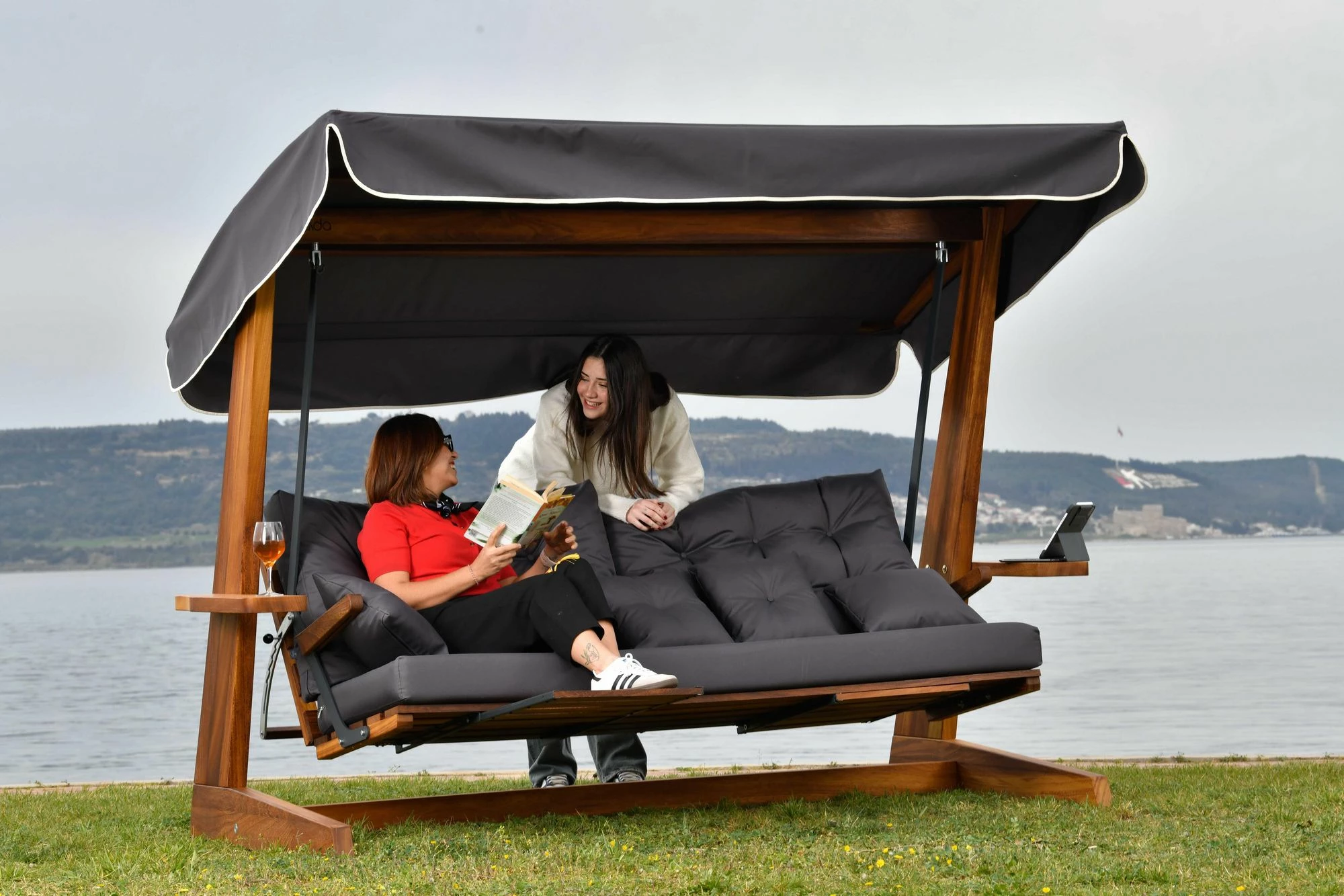 Trosede nihalna vrtna stol, antracit, Skye Decor Luna Deluxe 2600