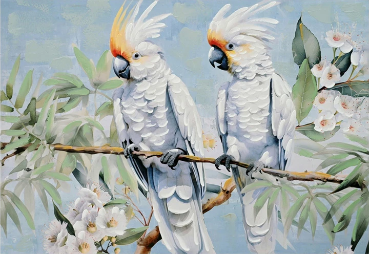 Slika na platnu Parote Ι, večbarvna, 100x3x70 cm