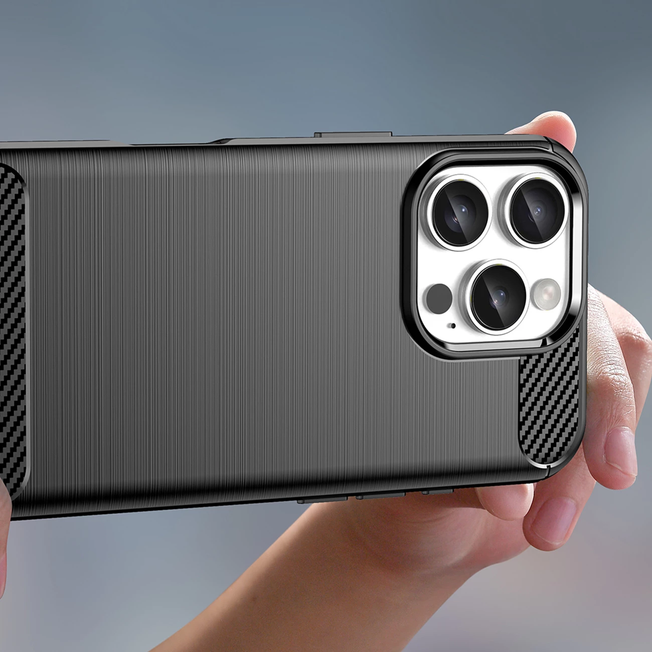 Ovitek Carbon Case za iPhone 16 Pro Max, Hurtel, TPU, črn