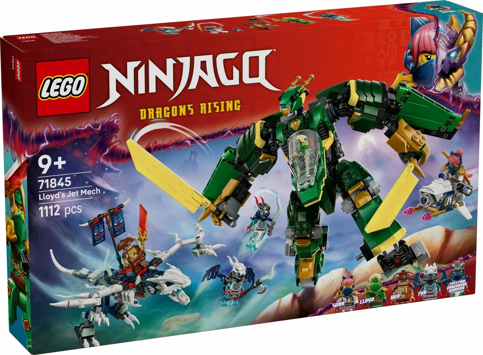 Gradbeni set LEGO Ninjago Fire Jet Lloyd Mech 71845, 1112 kosov, za otroke 9+