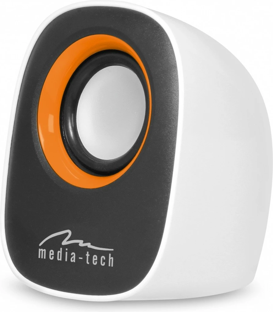 Stereo zvočniki, Media-Tech MT3137W, 6 W, 3,5 mm, USB, črno-oranžno-beli