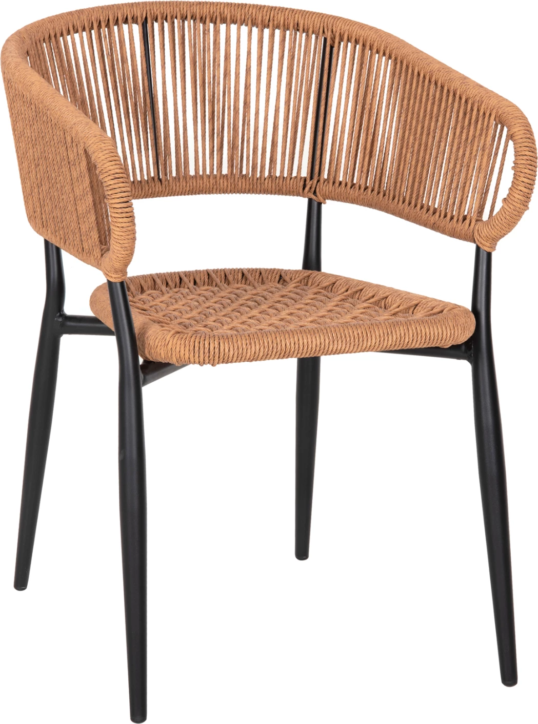 Aluminijasti naslanjač EULO FH5783.13 črno-sintetični ratan bež 55,5x63,5x78Hcm