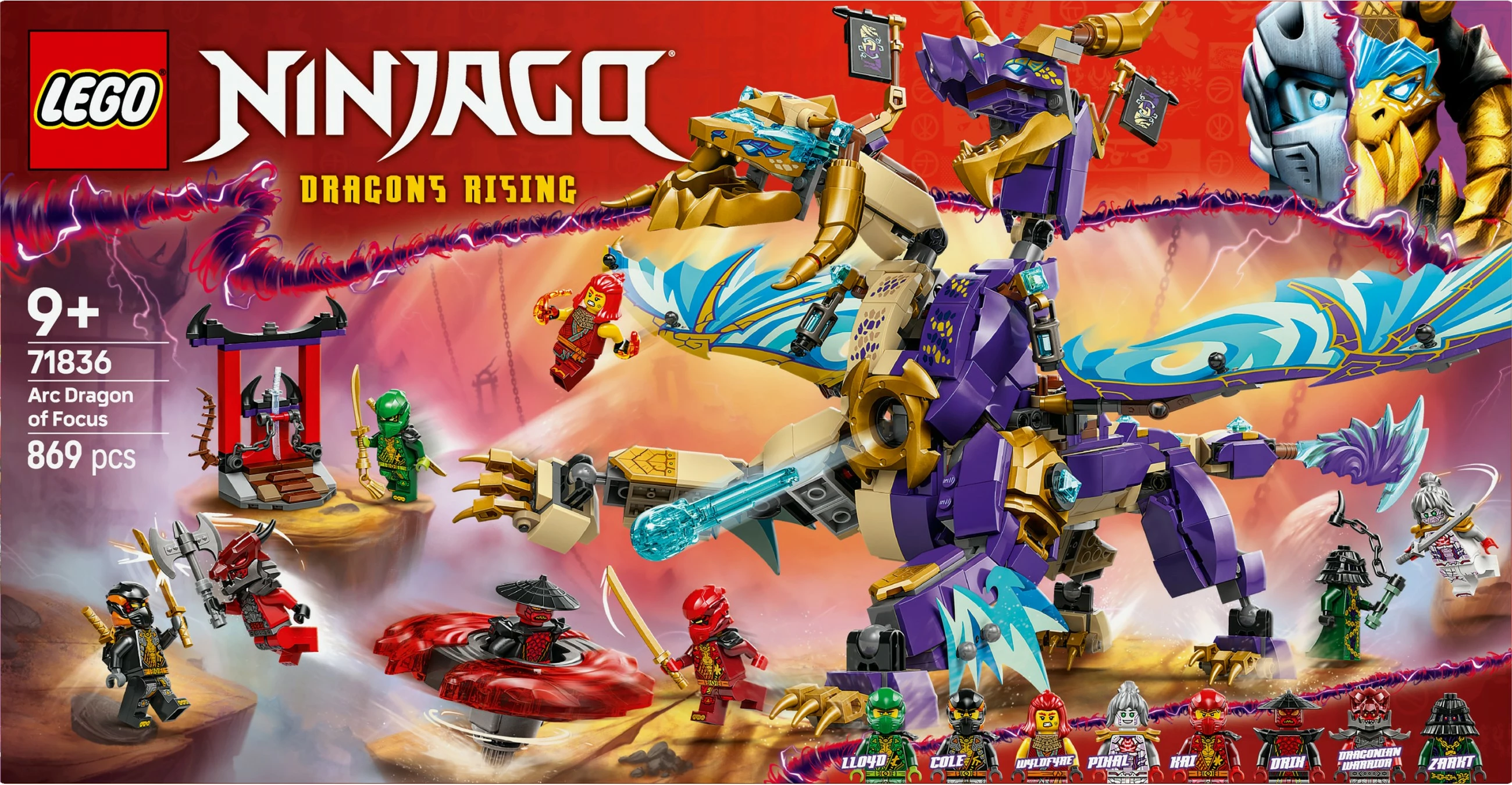 Set za sestavljanje Ninjago Lichtbogendrache LEGO 71836, 869 kosov, večbarven