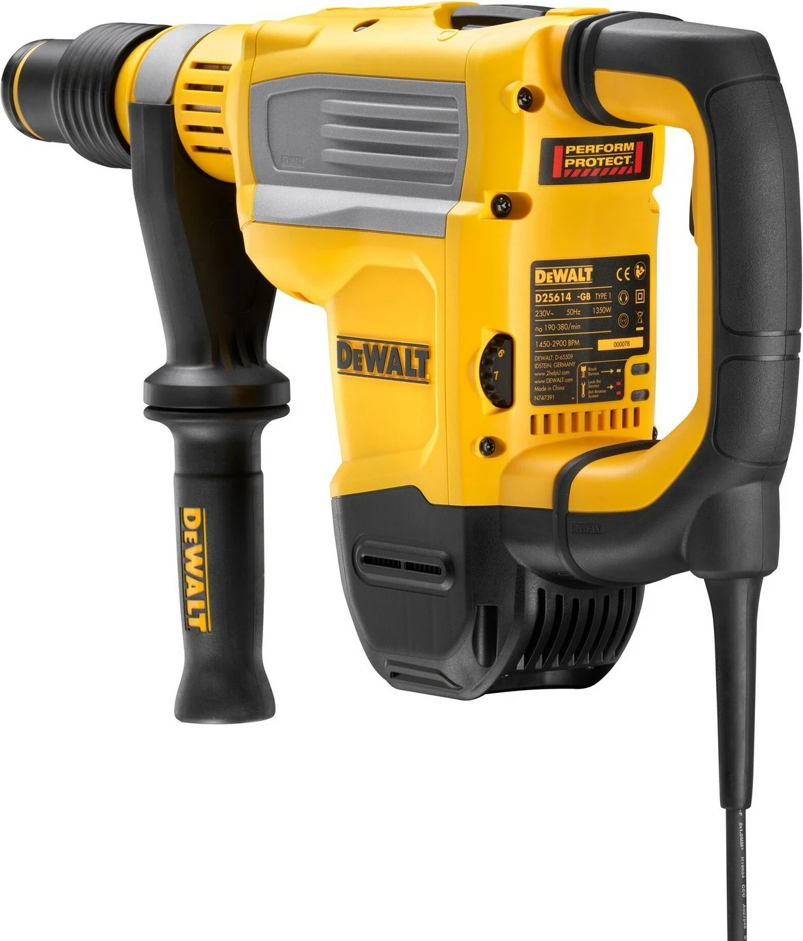 Električno kladivo DeWALT D25614K-QS, SDS Max, 4,5 cm, 10,5 J, črno/rumeno