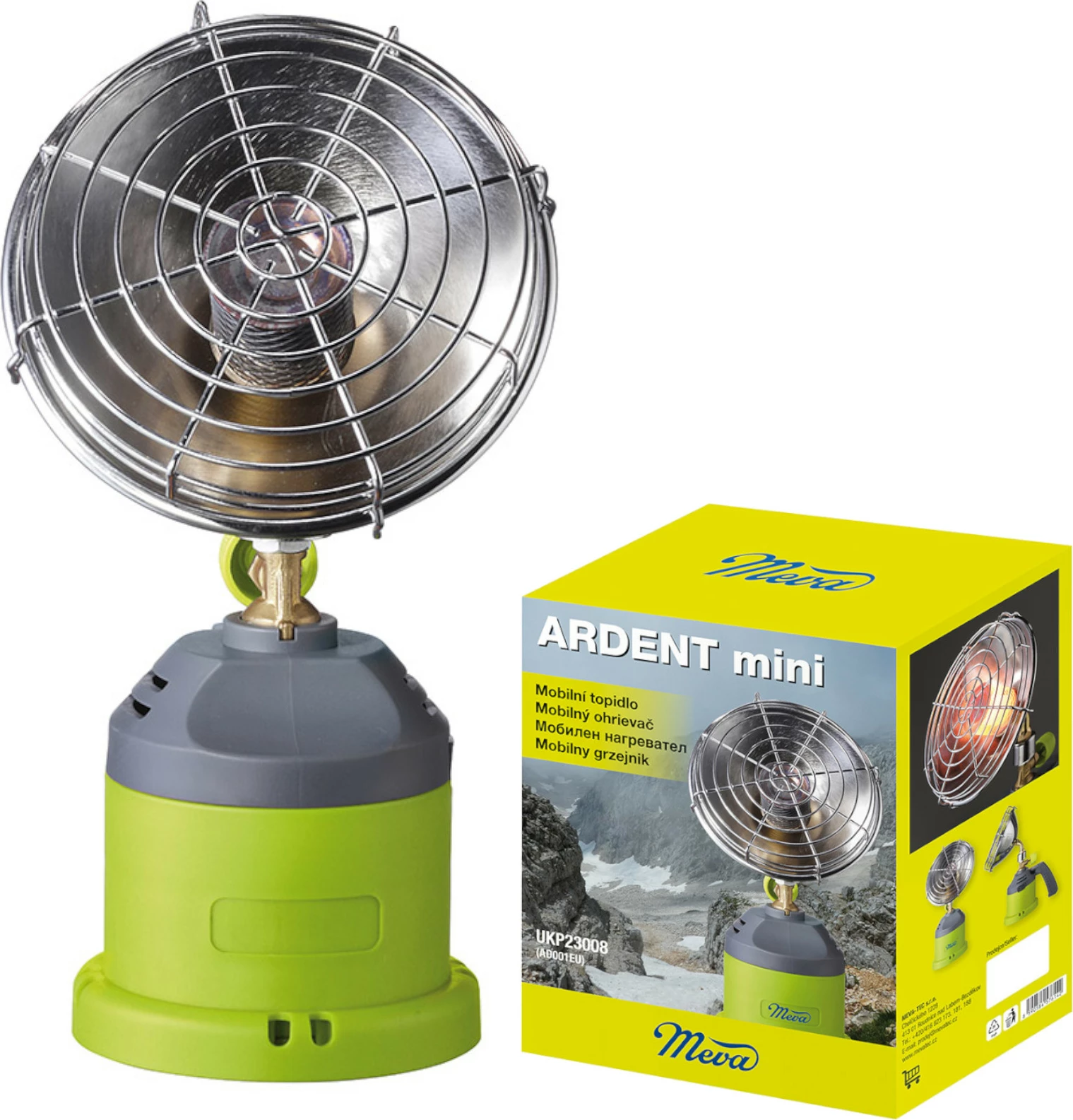 Prenosni plinski grelnik ARDENT MINI Meva, 1 kW, zeleni