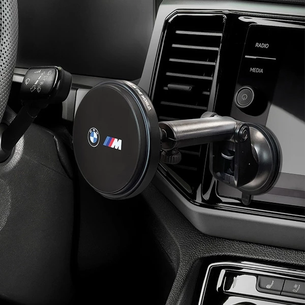 Magnetni nosilec z brezžičnim polnjenjem BMW BMCMM22MRK, za zračni ventil/armaturno ploščo/okno, črn M Edition