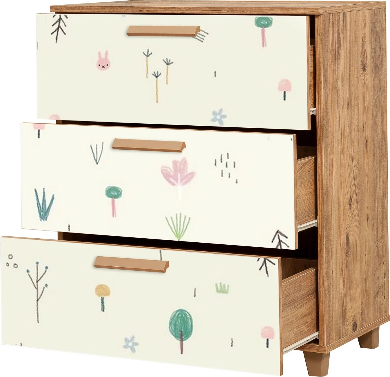 Komoda Hanah Home Leva Gravis Jungle, Atlantic Pine in bela