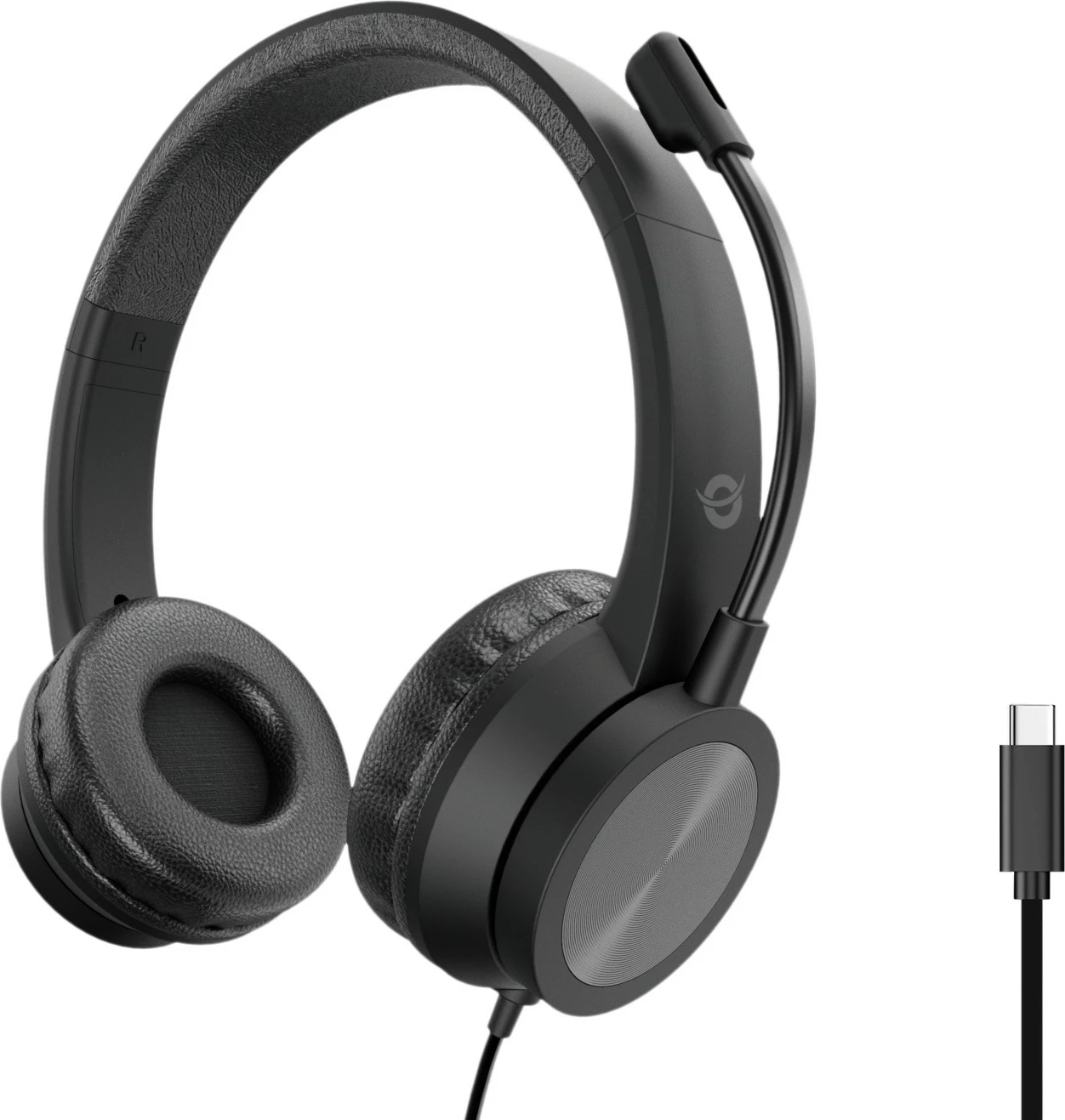 Stereo slušalke Conceptronic USB-C, mikrofon, 2 m, črne