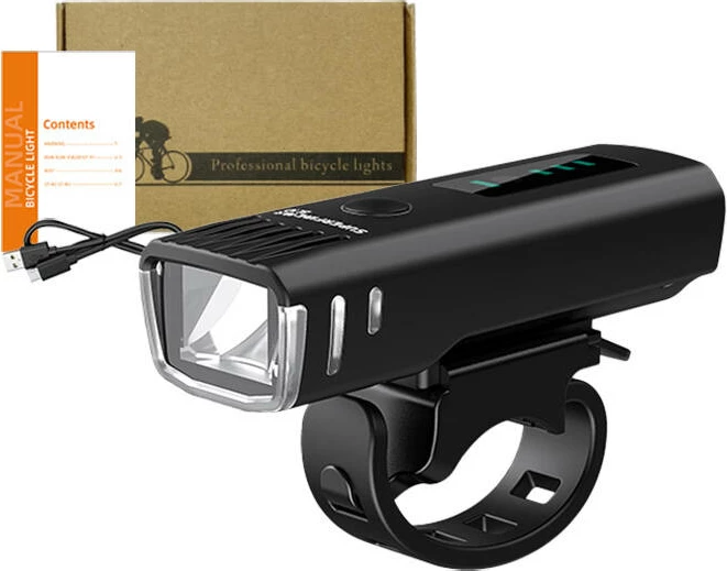 Kolesarska luč Superfire BL10, LED, 1500 mAh, črna