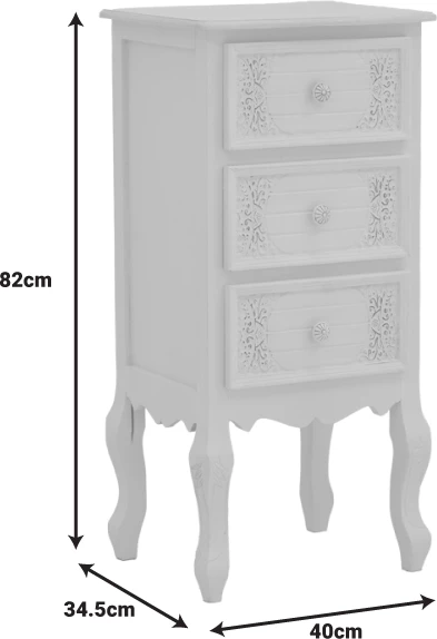 Komoda s predali, antično bela, MDF, 40x34,5x82 cm