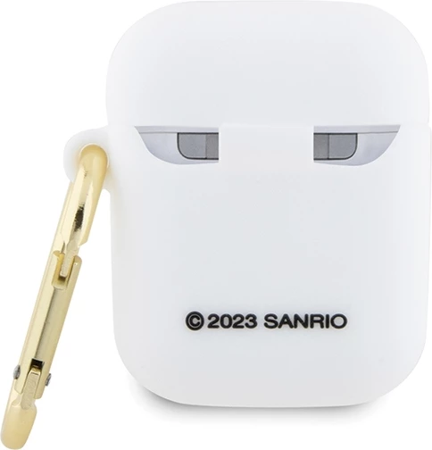 Ovitek za AirPods 1/2, silikonski, bel, Hello Kitty, z obročkom