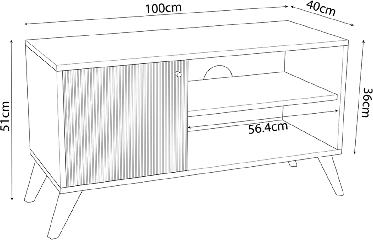 TV stojalo/omara KRUDEN FH9443.11 melamin v črno-naravni barvi 100x40x51Hcm