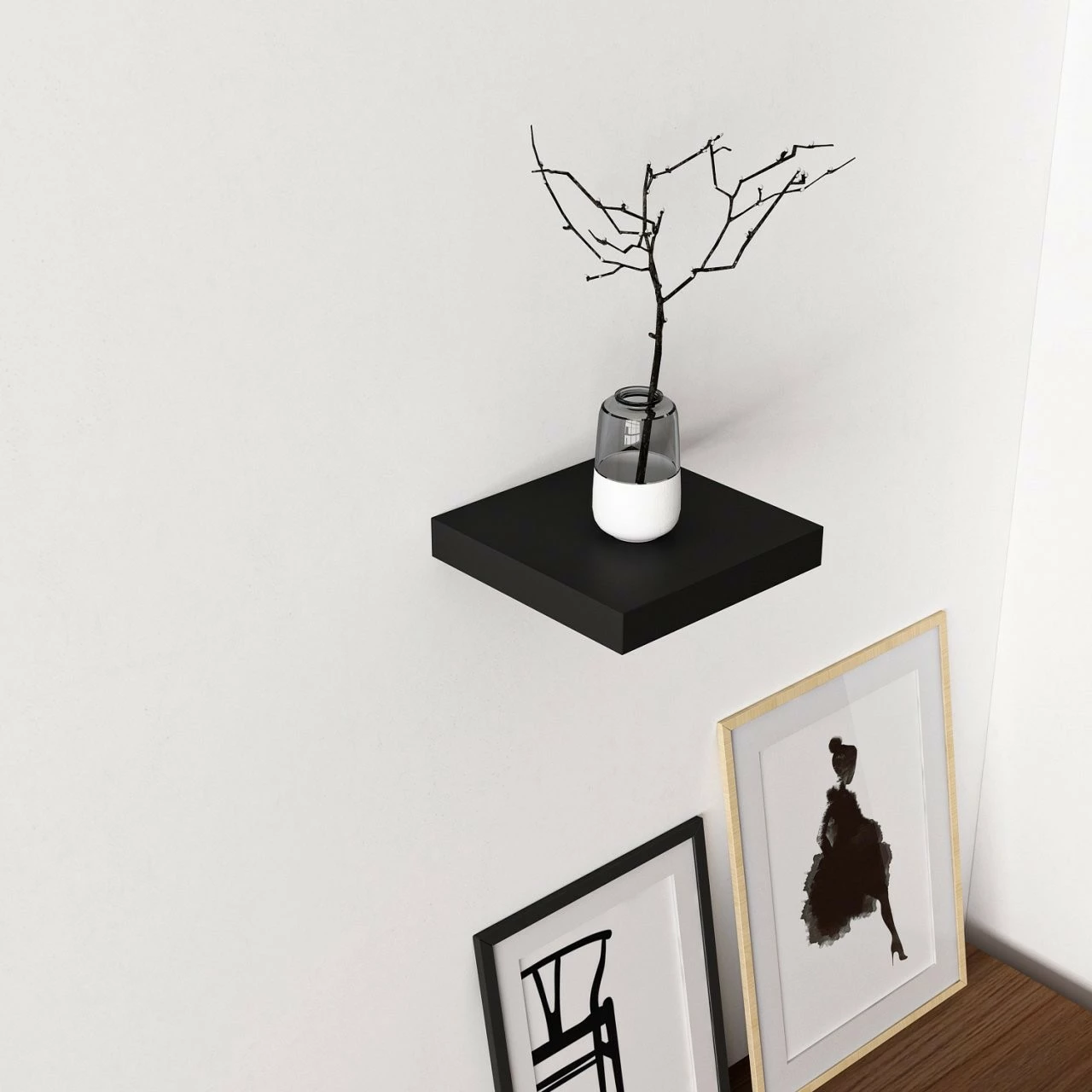 Stenski regal Skye Decor, bel, 23x23x3.6 cm