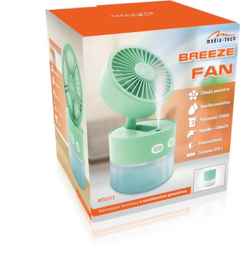 Vlažilec zraka, Media-Tech MT6515, 350 ml, mint