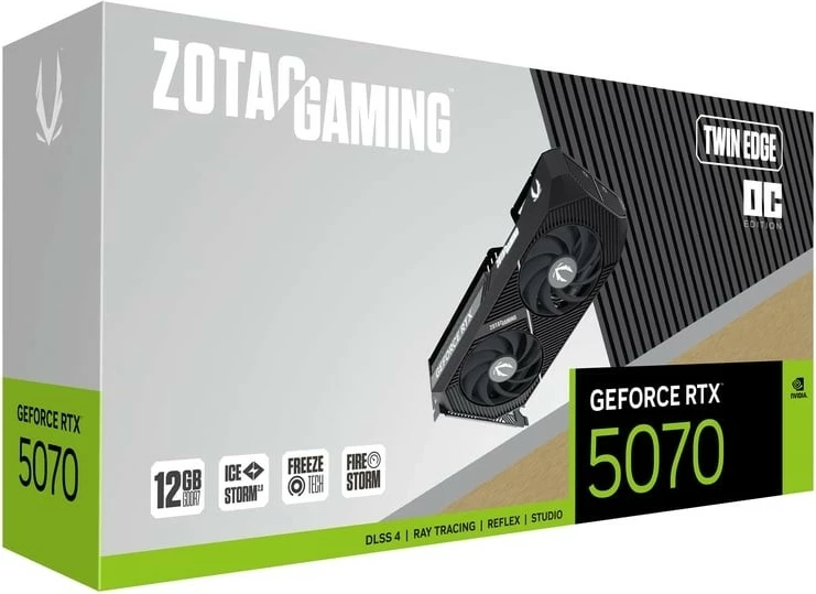 Grafična kartica ZOTAC GeForce RTX 5070 Twin Edge OC, 12GB GDDR7, 192-bit, PCIe 5.0, 3x DisplayPort + HDMI