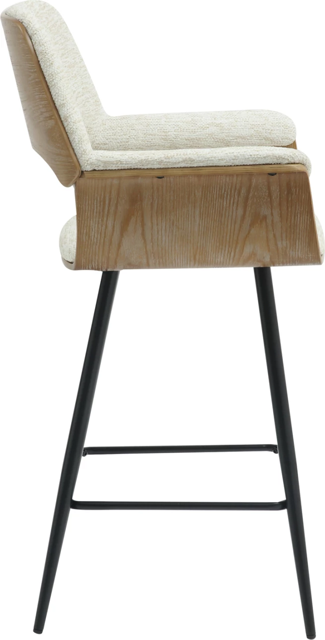 Barski stol srednje višine CLIPP FH9987.02 črne kovinske noge-ecru tkanina 57,5x53x98Hcm, set 2 kosov