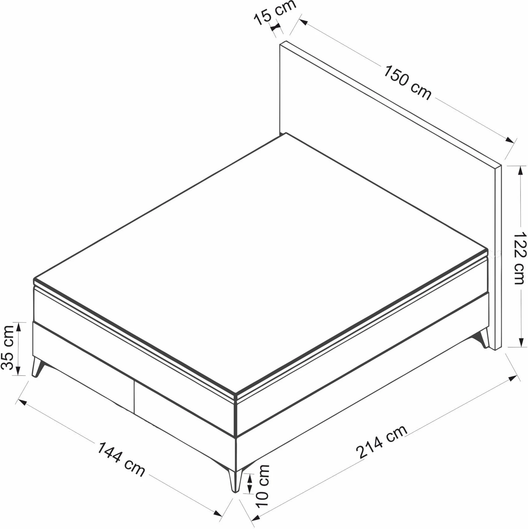 Baza in vzglavje za zakonsko posteljo, rjava, Skye Decor Revive, 140x200