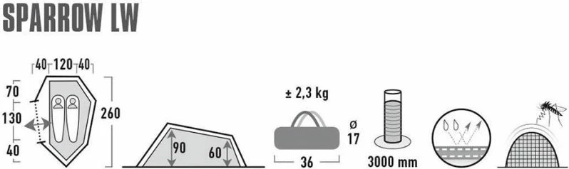 Tunelska šotor za kampiranje High Peak Sparrow, rdeče in zelene barve