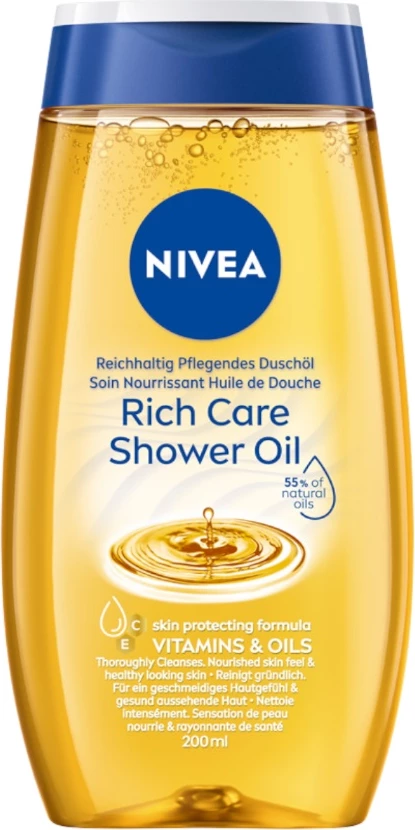 Vlažilno olje za tuširanje Nivea Rich Caring, 200 ml
