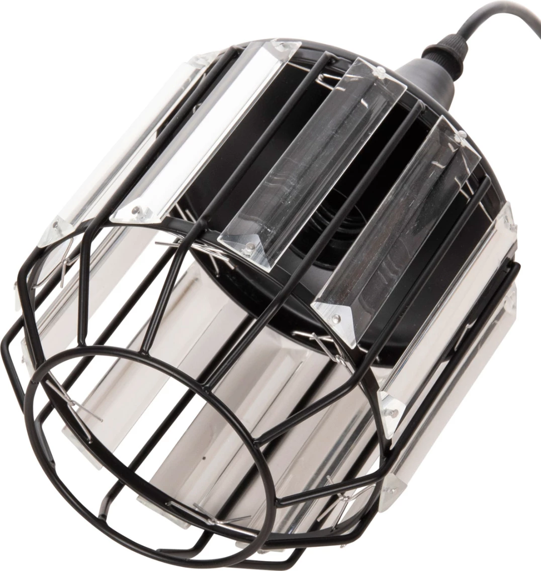 Stropna viseča svetilka FH4084 3-delni črni kovinsko-stekleni Φ14x123Hcm