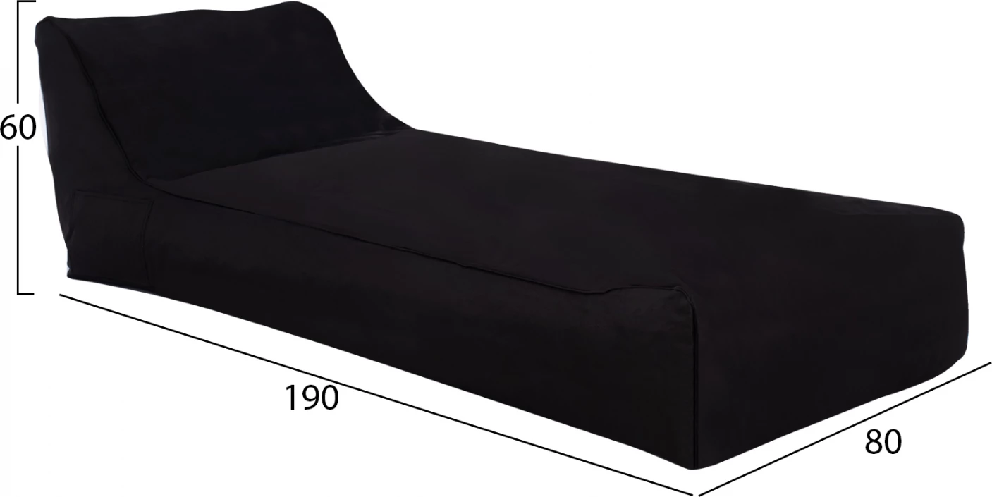 Tanea pouf v črni barvi z UV zaščito 190x80x60 cm