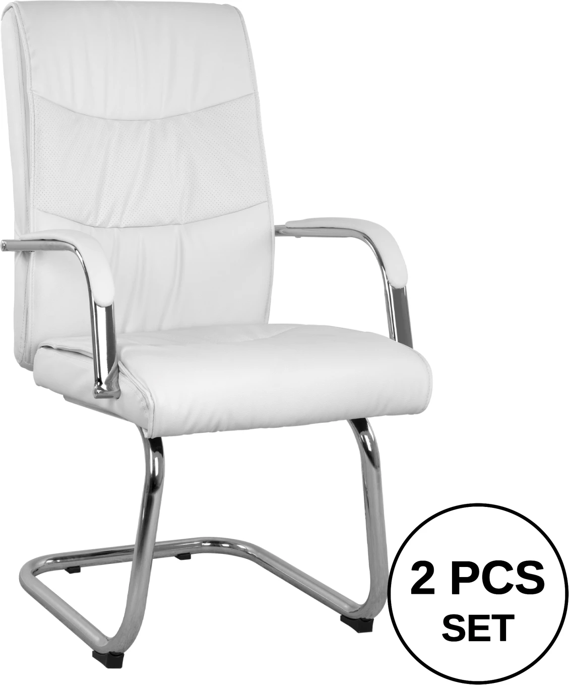 Obiskovalčev naslanjač JACOB FH1045.12 bel PU s kromirano osnovo 57x73.5x96 cm, set 2 kosov