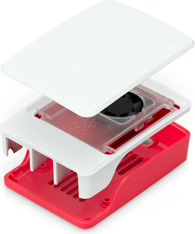 Računalniško ohišje Raspberry Pi 5, RASPBERRY PI, rdeče in belo