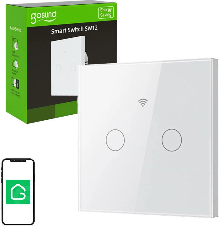 Pametno stikalo Gosund SLS2, z dotikom, WiFi, dvojno upravljanje, belo