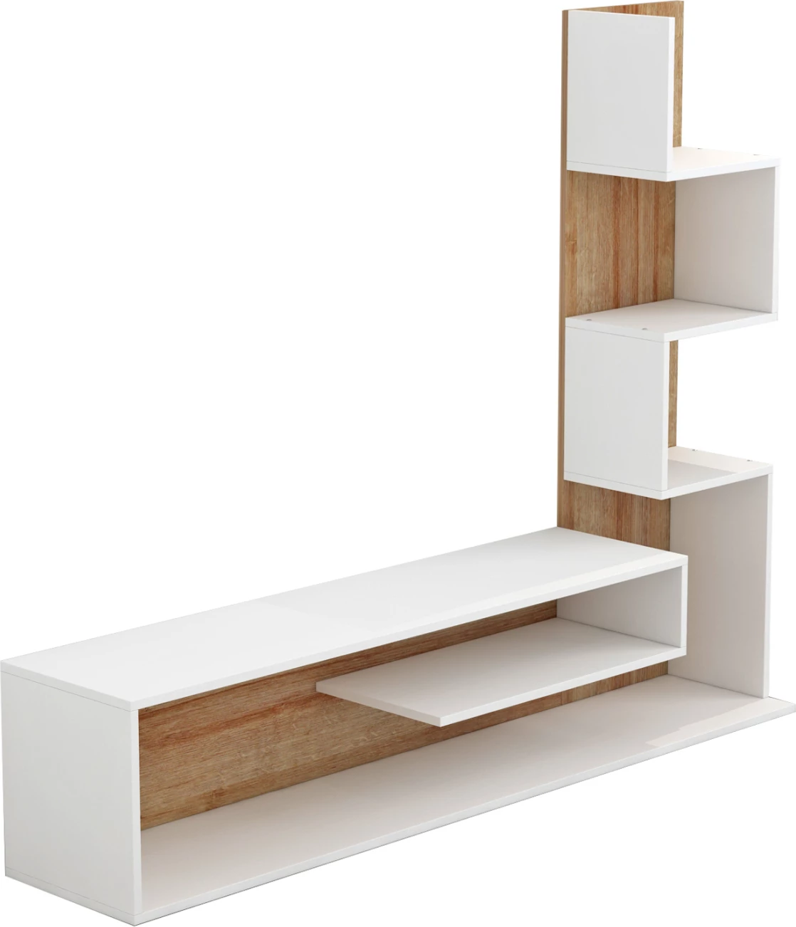 Komplet pohištva za TV EDELIE FH8908.11 iz melamina v beli-naravni barvi 150x29.5x120H cm